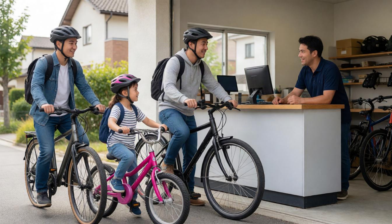 Families with bicycles